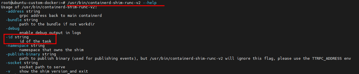 Help message of the shim process