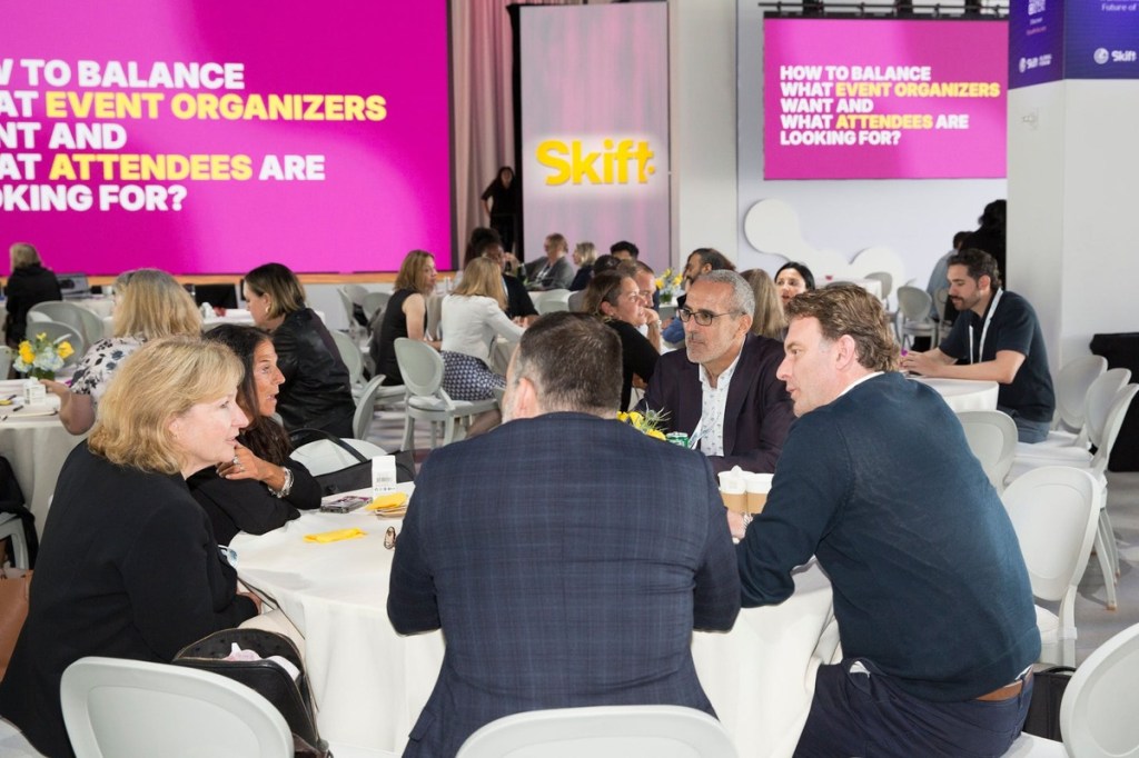 attendees at a roundtable conversation during Skift Meetings Forum