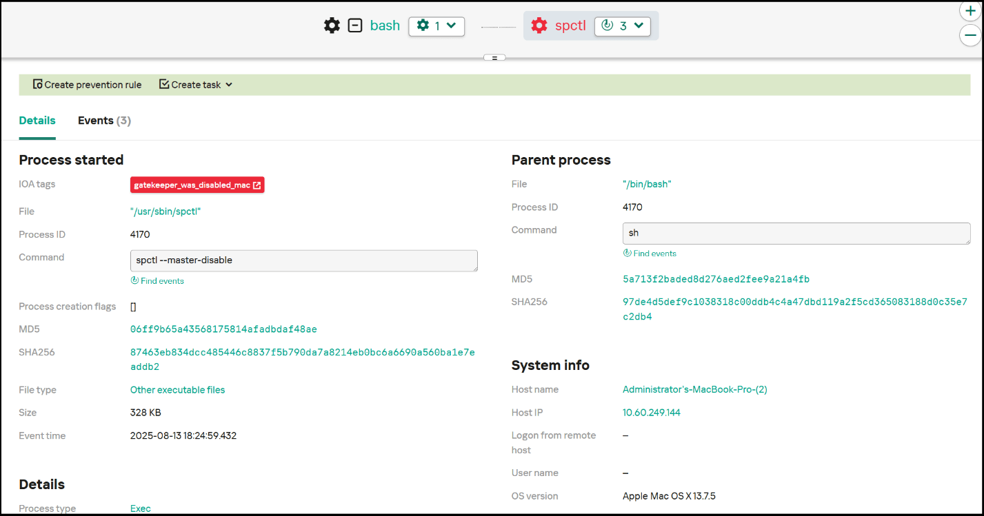 Example of an Kaspersky EDR event