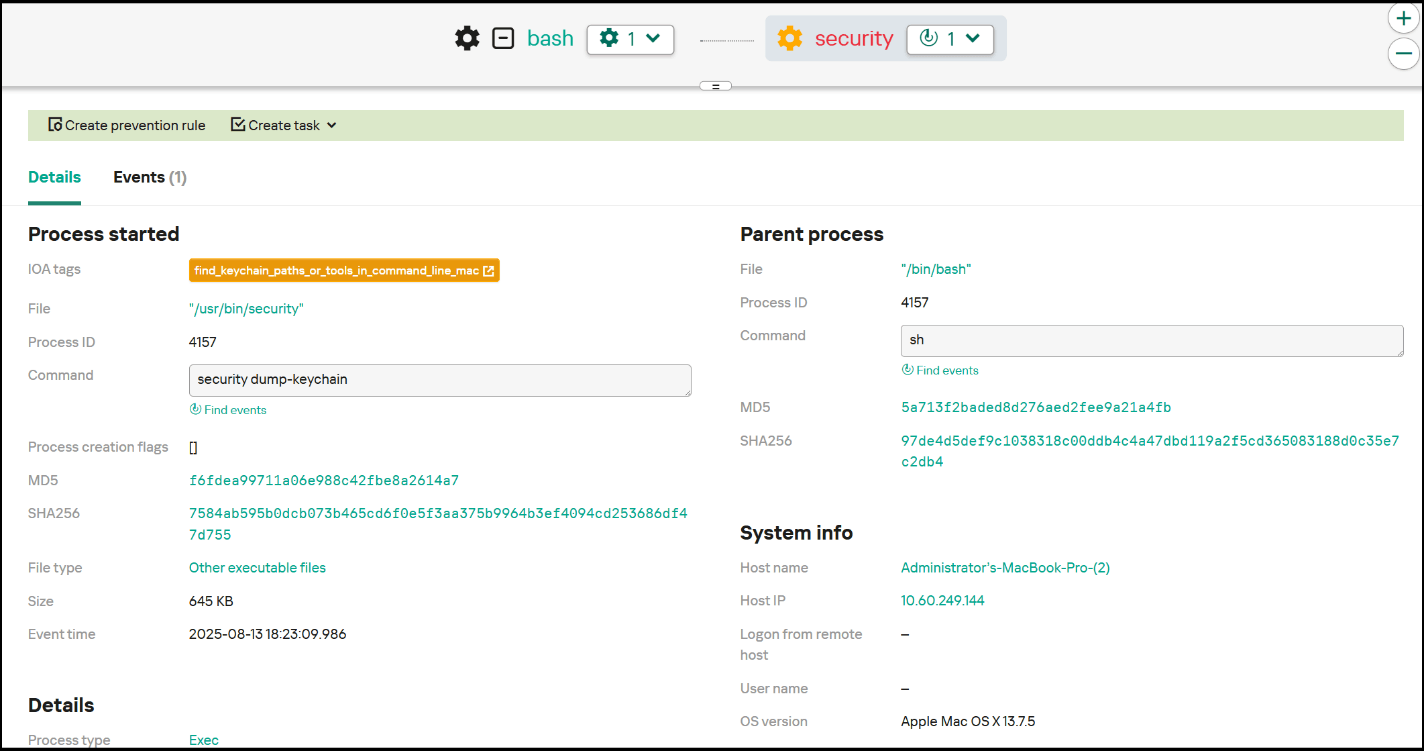 Example of an event from Kaspersky EDR