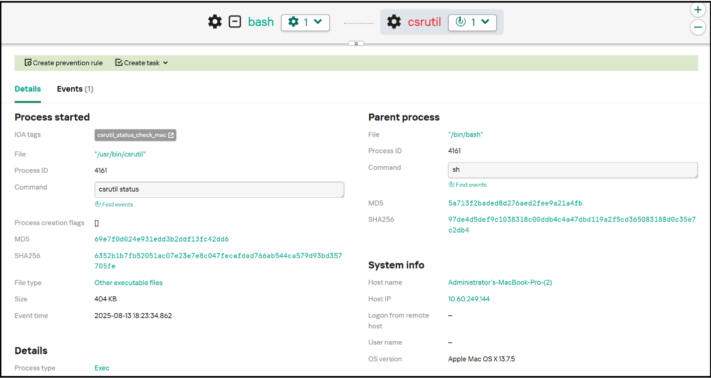 Example of an event from Kaspersky EDR