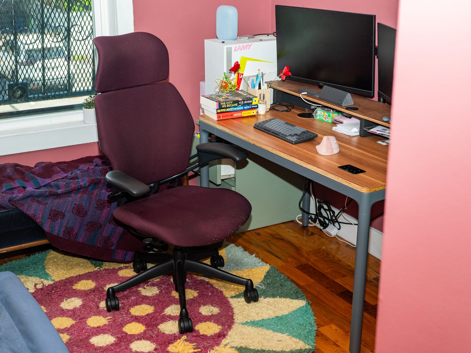 Image may contain Furniture Computer Computer Hardware Computer Keyboard Electronics Hardware Chair and Home Decor