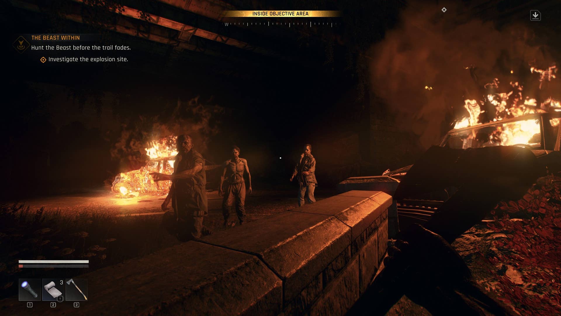 At nighttime, a few stray zombies confront the player in Dying Light: The Beast.