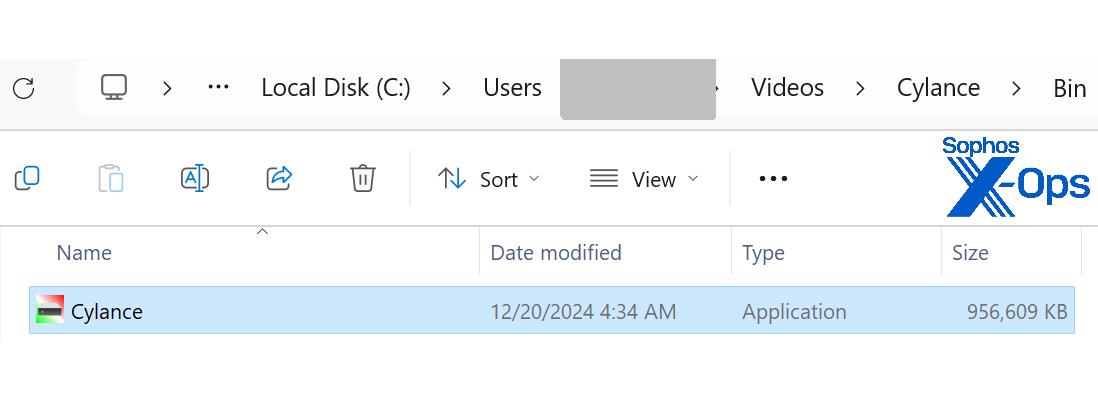 A file directory showing abuse of Cylance's name and logo