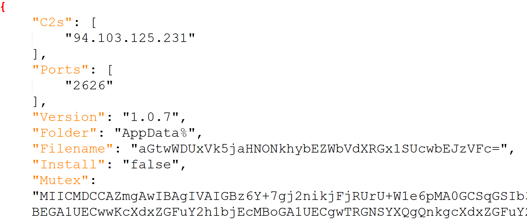 The extracted config information, as described in text