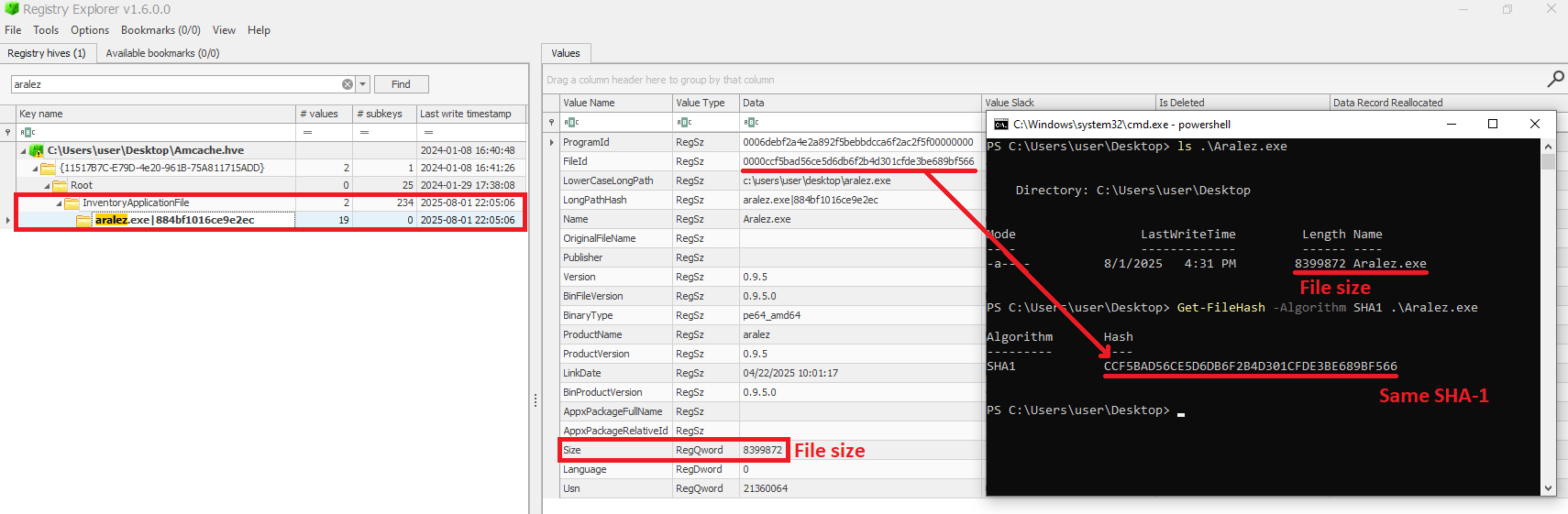 First AmCache SHA-1 storage scenario